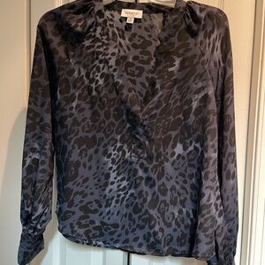 Evereve Charcoal Leopard Print Blouse
